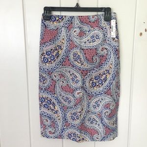 J.Crew paisley pencil skirt NWT